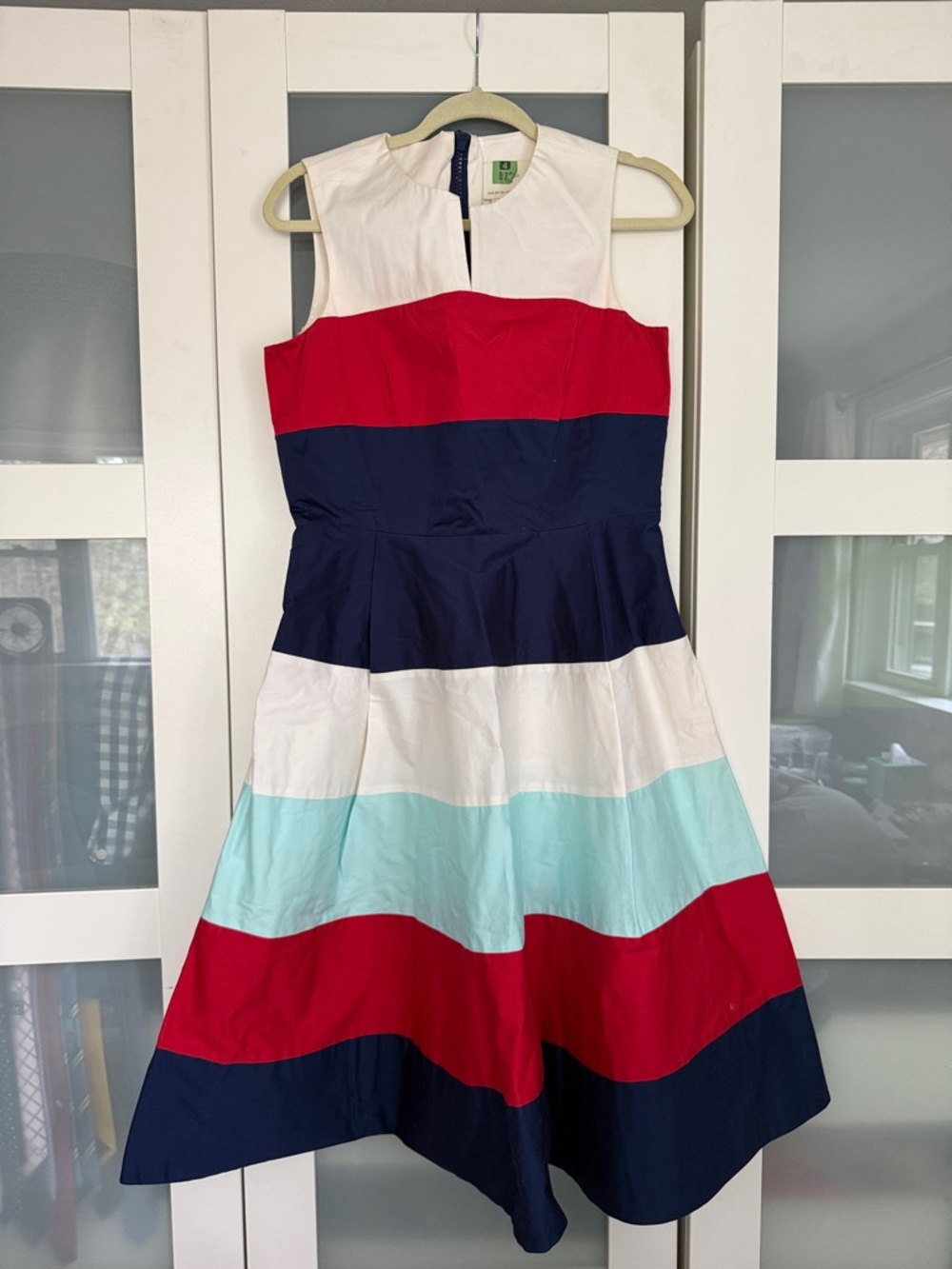 Kate Spade Colorblock Fit & Flare Dress - White, Red, Navy, Aqua 10